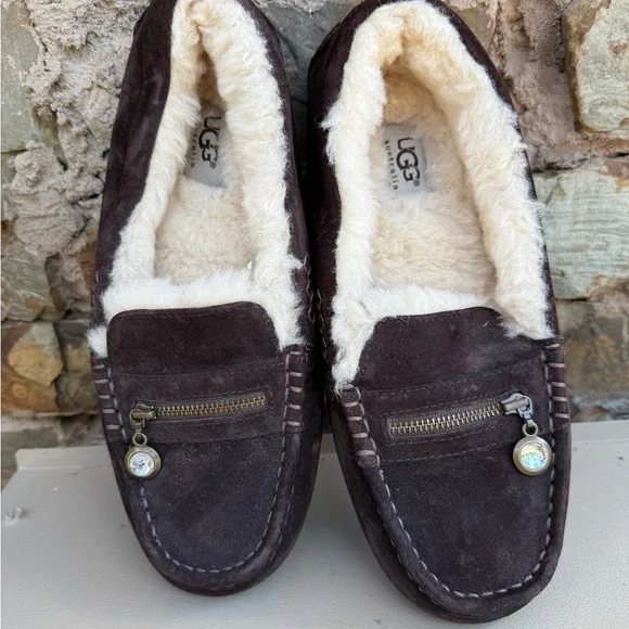 UGG | Shoes | Ugg Brown Suede Slippers With Cream Lining  display picture 1